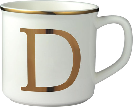 Miicol Ceramic Coffee Mug 16 oz, Monogram Coffee Cup, Golden Initial Tea Mug, Personalized Tea Cup, Unique Gift, Large Mug for Home, Office, Letter D