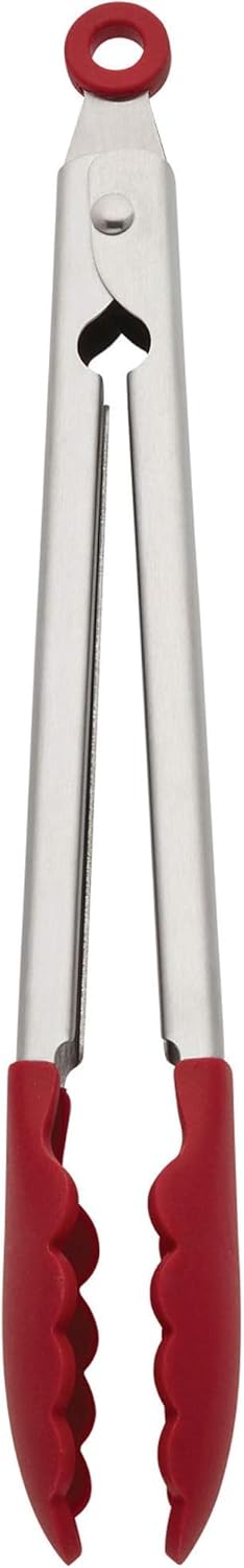 KitchenAid Silicone Stainless Steel Tongs, 12 Inch, Red