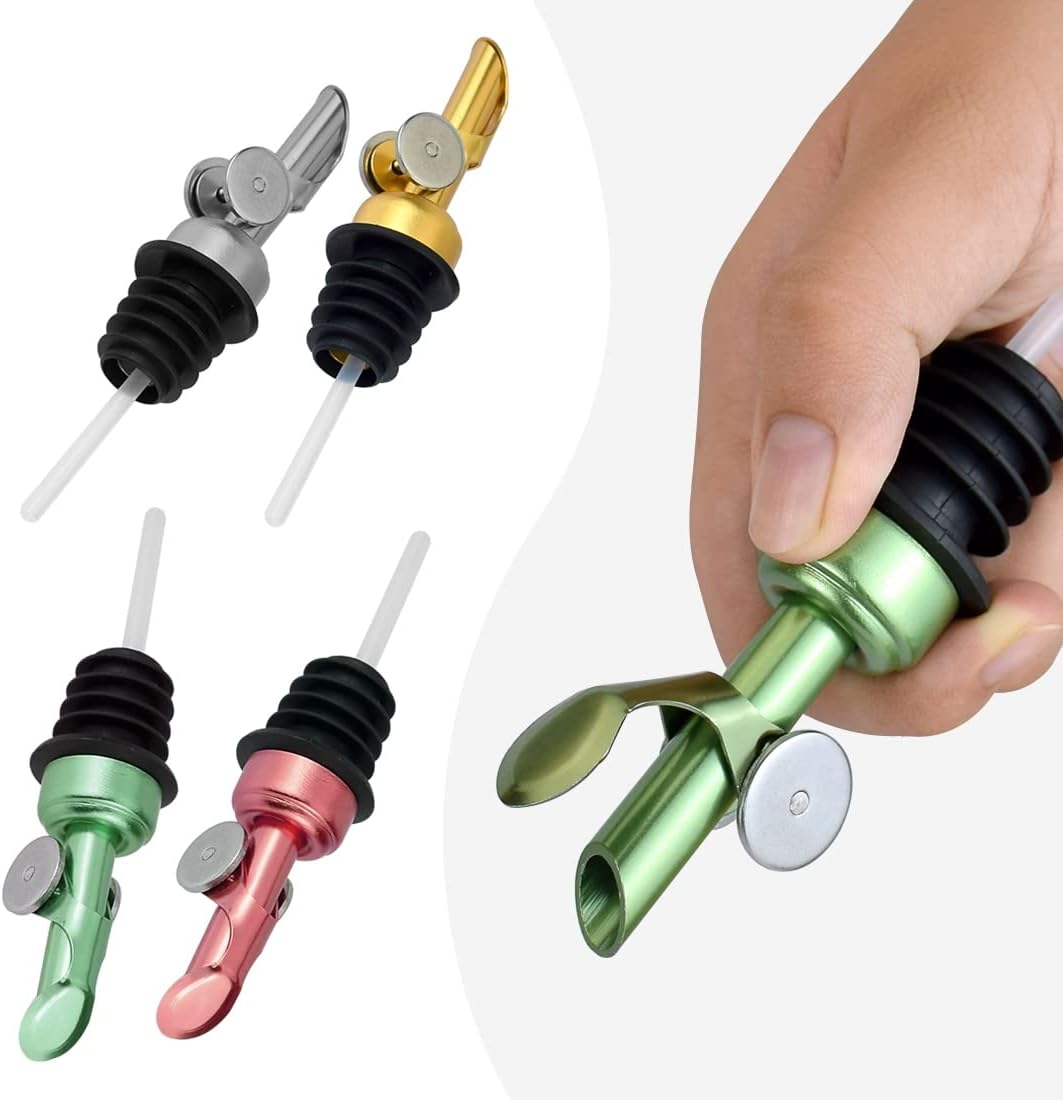 MEETSWEET olive oil spout, olive oil dispenser spout, stainless steel automatic opening and closing spout, leak-proof, for olive oil, vinegar, wine and other liquid bottles (silver1pcs,gold1pcs)…