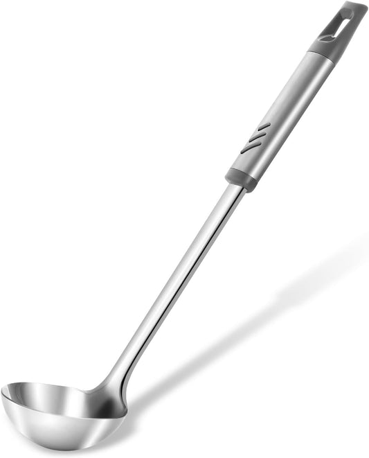Soup Ladle, 2 oz Ladle Stainless Steel for Serving and Cooking, Small Ladles Spoon with Heat-proof Handle, Durable Construction, 13.4 inch, Silver