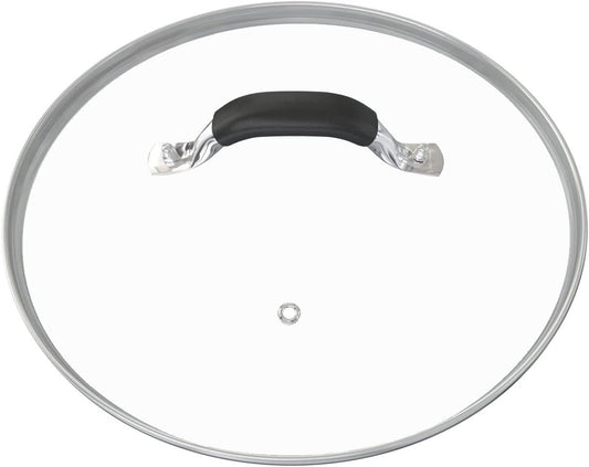 12 Inch Tempered Glass Pot Lid Compatible with 12” Lodge Cast Iron Skillets and 7 Quart Dutch Ovens - Designed with Steam Vent Hole and Heat Resistant Handle