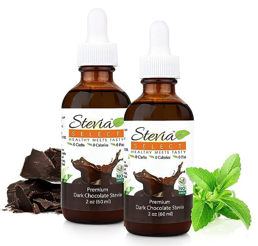 Stevia Select Dark Chocolate Pure Stevia Liquid - Zero Calorie Sweetener - All Natural Liquid Stevia Extract Sweetener Liquid - Keto Sugar Stevia Extract - Keto Sweetener 2 Oz (2 Pack)