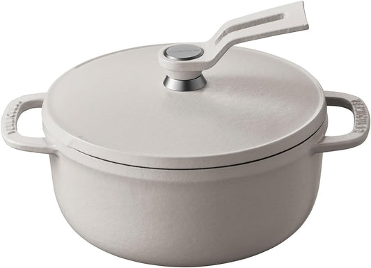 Vermicular Oven Pot 2.0 | Lightweight Enameled Cast Iron Pot | 14cm (1 Qt) | Non-Toxic | Induction-compatible | Dutch Oven | Made in Japan | Matte Linen Beige