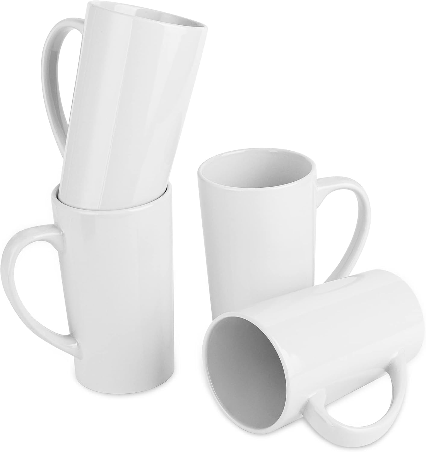 22oz white Super Large tall Ceramic Coffee Mugs Large Handles Set of 4