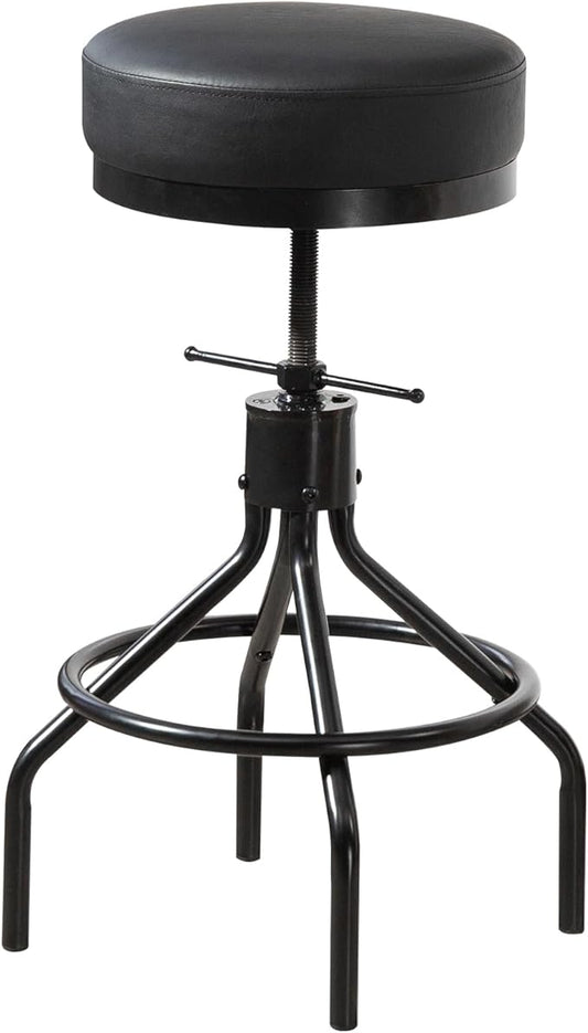 Swivel Bar Stool Adjustable Black Barstools Modern PU Leather 28inch Round Backless Counter Height Stool Metal Industrial Bar Chair for Kitchen Island (1, Black)