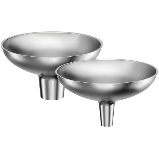 Stainless Steel Funnel, 2 Large and Small Mouth Filling Kitchen funnels, Liquids, fluids, Spices and Powders, Durable and Washable.