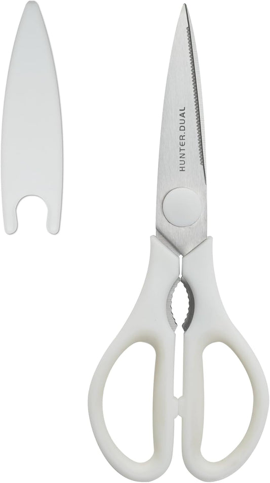 Kitchen Scissors for Food, HUNTER.DUAL Heavy Duty Come Apart Poultry Shears for Cooking, All Purpose for Cutting Chicken, Meat, Fish & Vegetables (White, 8.35 Inch)