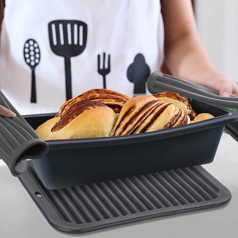 4 PCS Silicone Trivet for Hot Dishes, Silicone Hot Pads Trivets Mat for Hot Pots and Pans, Heat Resistant Hot Mats, Pot Holders, Tables Mats for Countertop, Jar Opener, Drying Mat (Dark Grey)