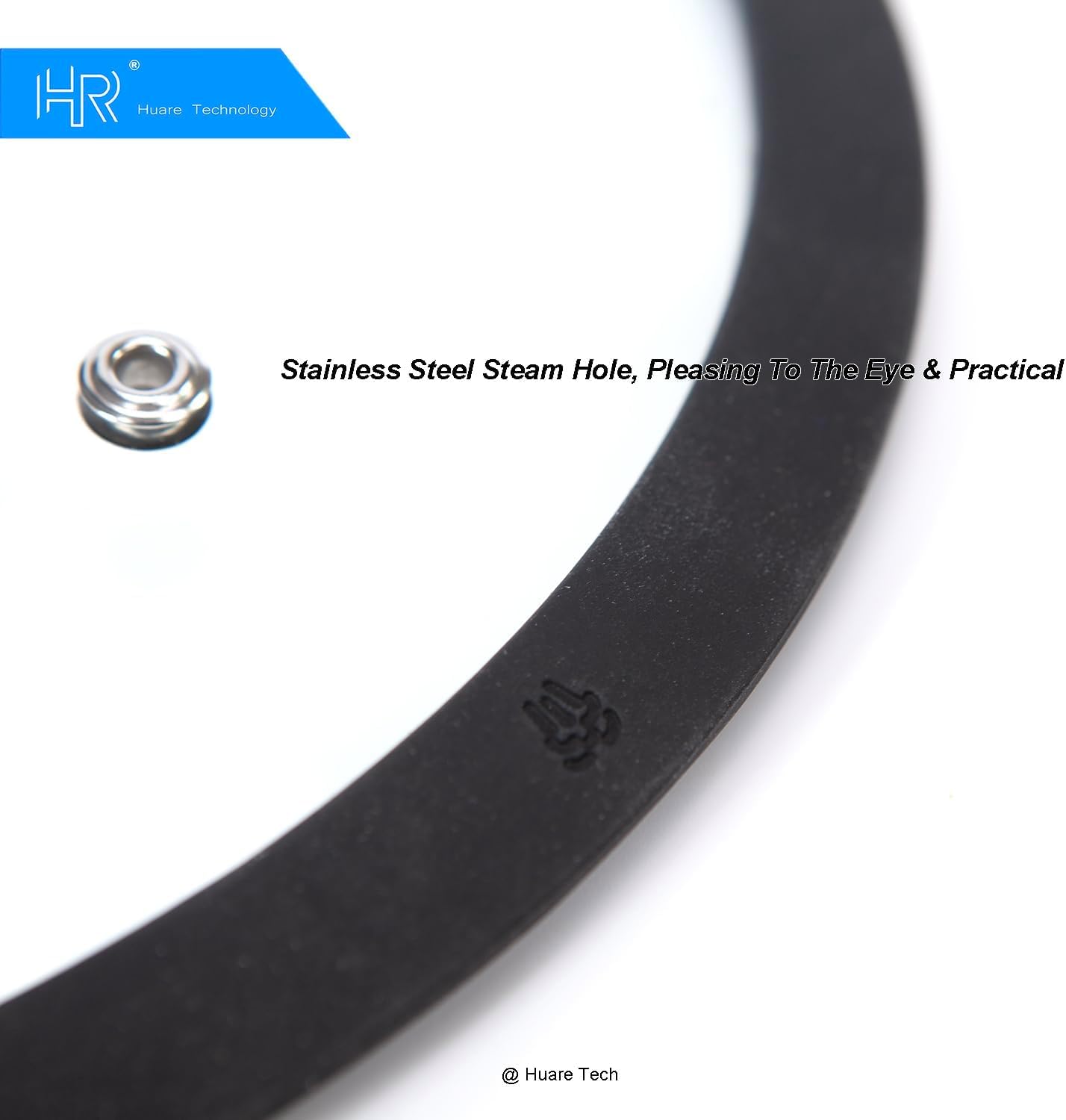 Silicon Glass Lid for Pot,Pan,Skillet Fits 8"(20CM) Cookware Silicon lid Dishwasher Safe, Replacement Lid Vented Tempered Glass with Heat Resistant Silicone Rim By HR Huare Technology, Black,1 Pack…