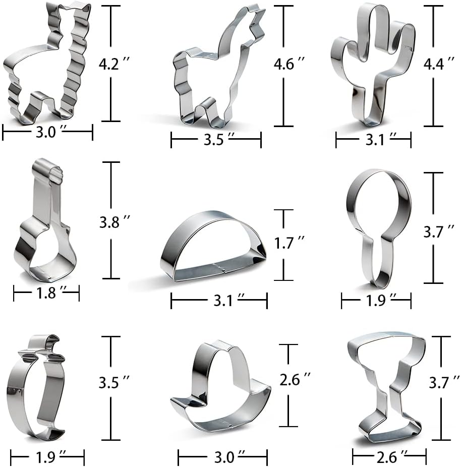 Cinco de Mayo/Mexican Fiesta Pinata Cookie Cutters Stainless Steel Cake Tool DIY Pastry Decorating (9pcs)