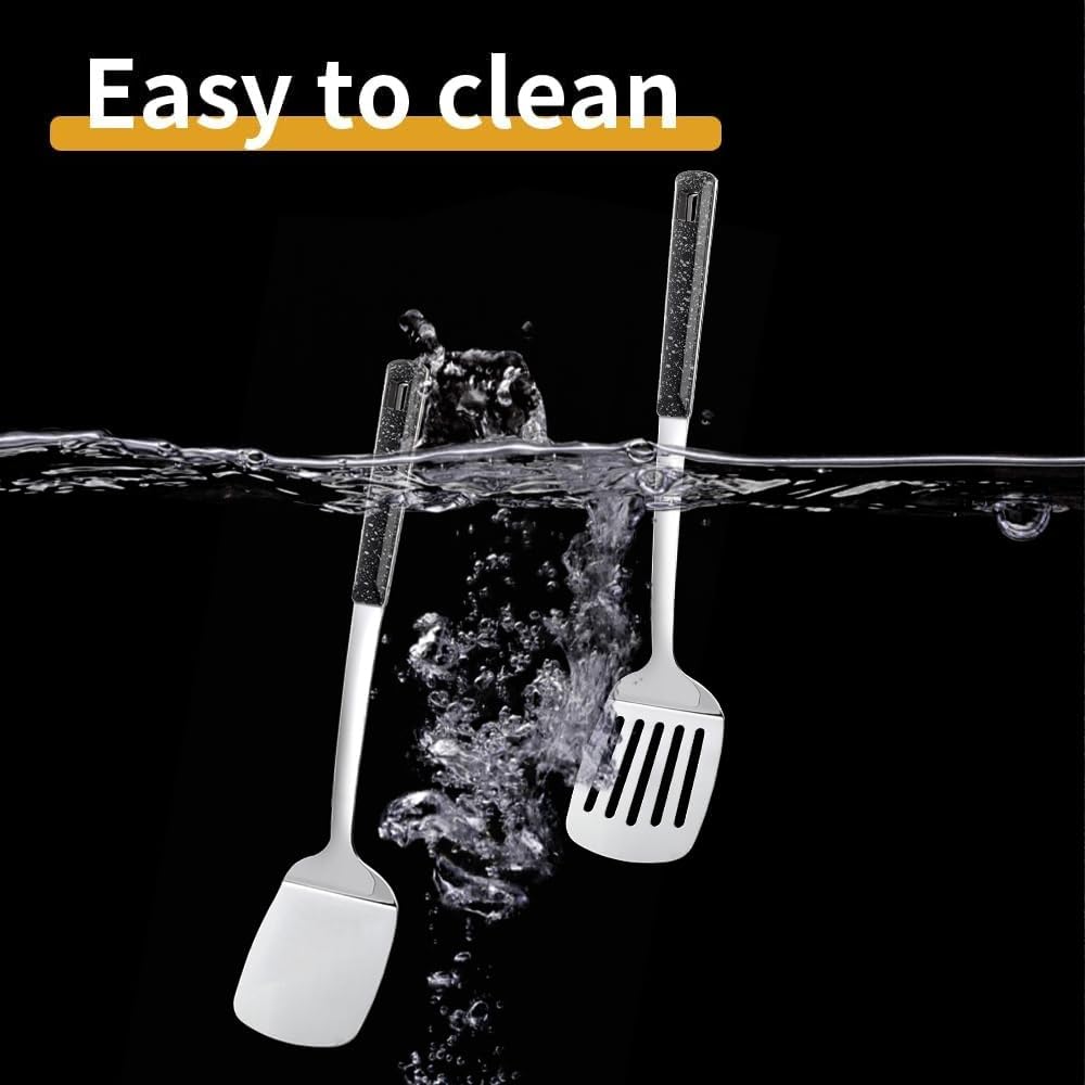 14.4-in 2 Pack metal spatula set, kitchen utensils, cooking utensils,Turner, Slotted Kitchen Spatulas Stainless Steel, Cooking Utensils, Ideal Cookware for Fish, Eggs, Pancakes