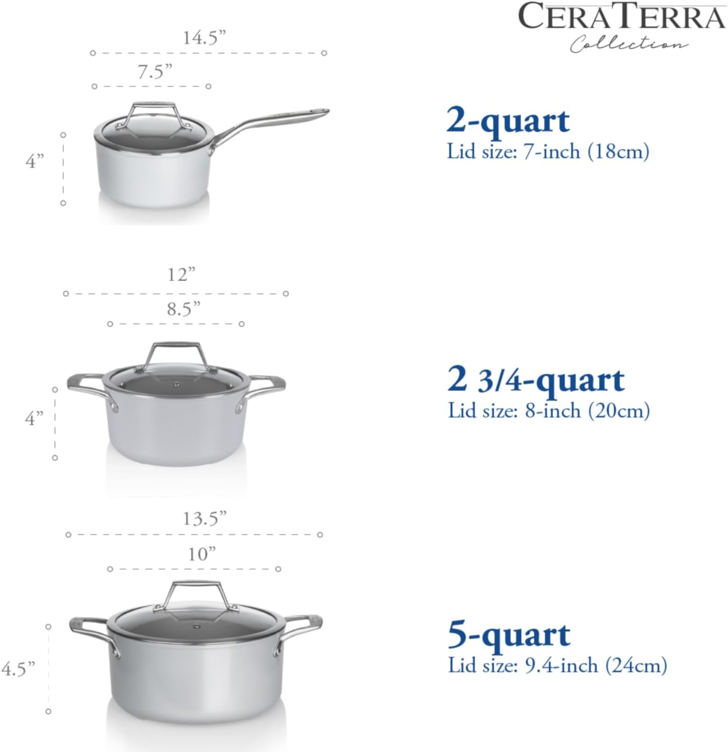 TECHEF - CeraTerra Collection, 2-quart Ceramic Nonstick Saucepan with Glass Lid (PTFE, PFAS, and PFOA Free), Made in Korea (2-quart)
