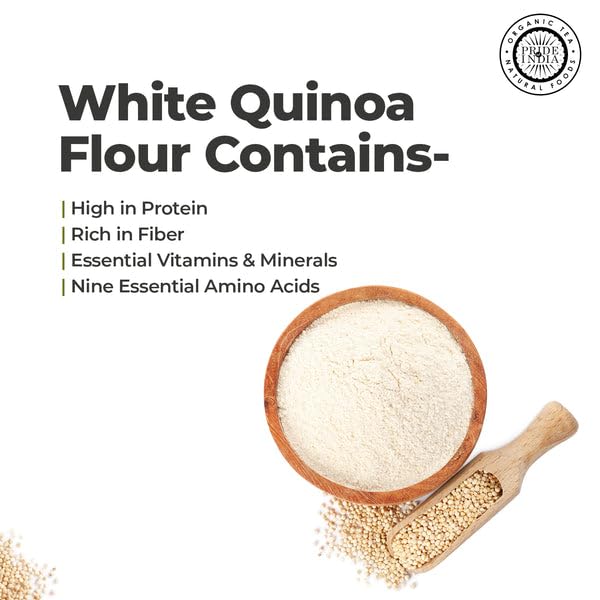 Pride of India - PACK of 6 - White Bolivian Quinoa Flour 1 lbs (454 gm) Nutty Earthy Taste Freshly Milled in Small Batches | Used for Baking Pizza Crust Thickening Agent Coating Cakes Pasta Porridge