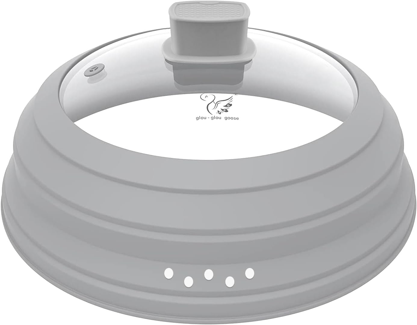 Microwave Splatter Cover Glass Cover Guard Lid with Collapsible Silicone for Food Pot Plate Cover 9.8 inch Light Grey