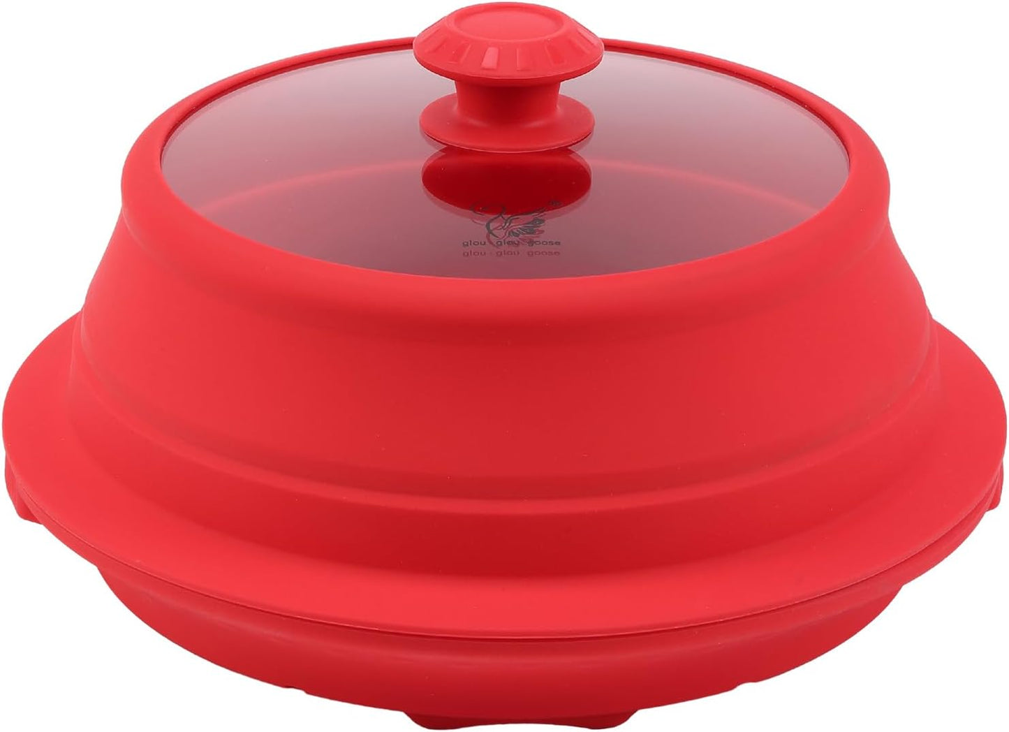 Microwave Splatter Silicone Cover Collapsible Steamer, Vented Multifunction Splash Lid with Glass Dish Bowl Plate for Food Cooking Bacon Maker, Dishwasher Safe BPA-Free 10.5 inch Cookware Set