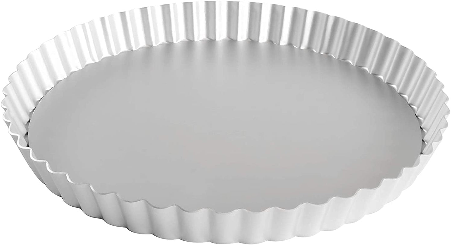 Lumintrail Fat Daddios Anodized Aluminum Fluted Tart Pan, 2 Pack, 9.5 Inches by 1 Inch, with a Measuring Spoon Set