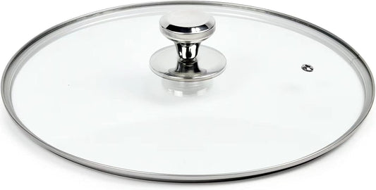 12 In Glass Lid for Frying Pan, Tempered Replacement Cover Compatible with All 12 inches Cookware for Skillets, Round Cast Iron, Cast Aluminium, Stainless Steel Pans &Pots