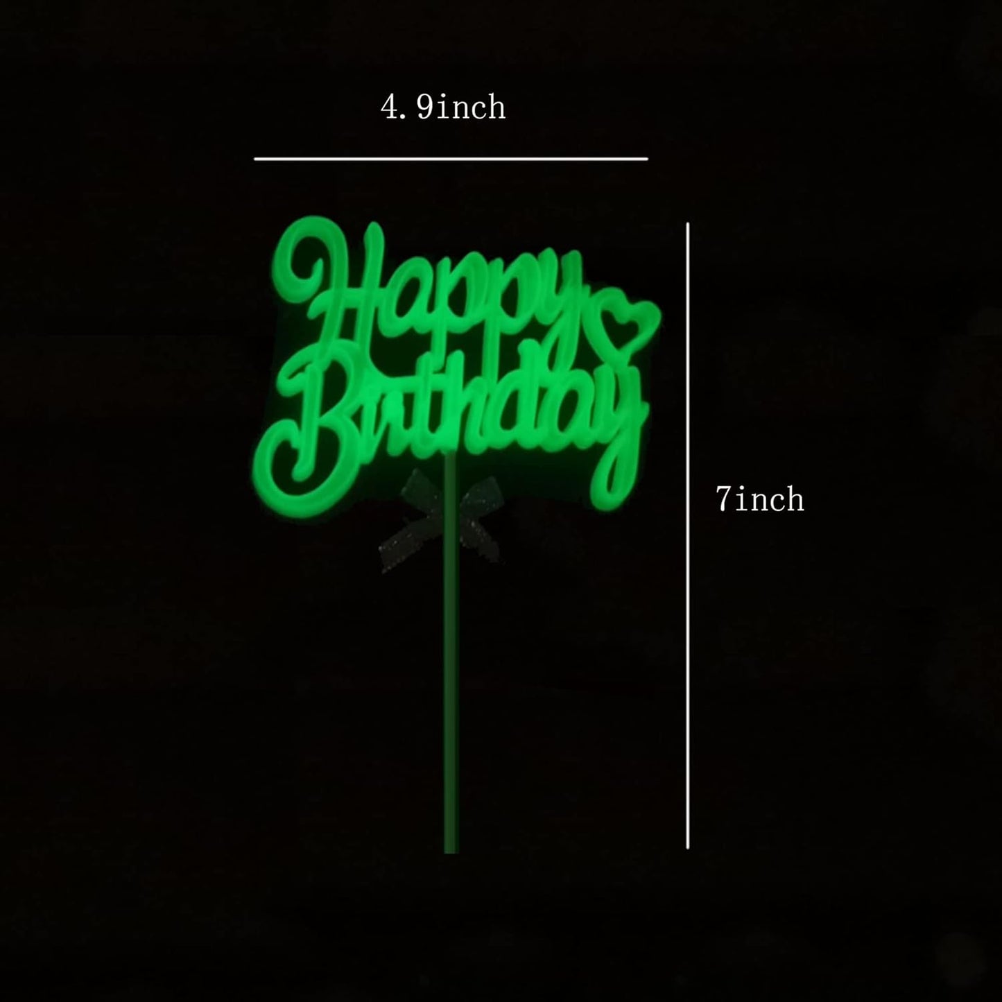 Glow Party Neon Birthday Cake Toppers Happy Birthday Cake Topper 3D Green Cake Decorations
