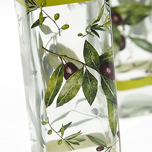 CEDAR HOME Olive Oil Bottle Set Glass Dispenser Vinegar Cruet 17oz. with Stainless Steel Leak Proof Pourer Spout for Cooking or Salad Dressing, Green, 2 Packs