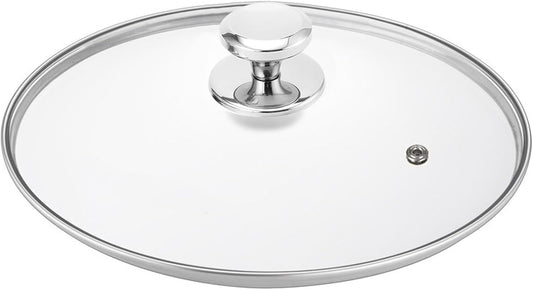 Glass Lid for 11 Inch Stainless Steel Cast Iron Skillets Frying Pans, 28cm Tempered Lids for Dutch Ovens, 11 In Pan Cover with Stainless Steel Rim for Stock Pots, Dishwasher Safe