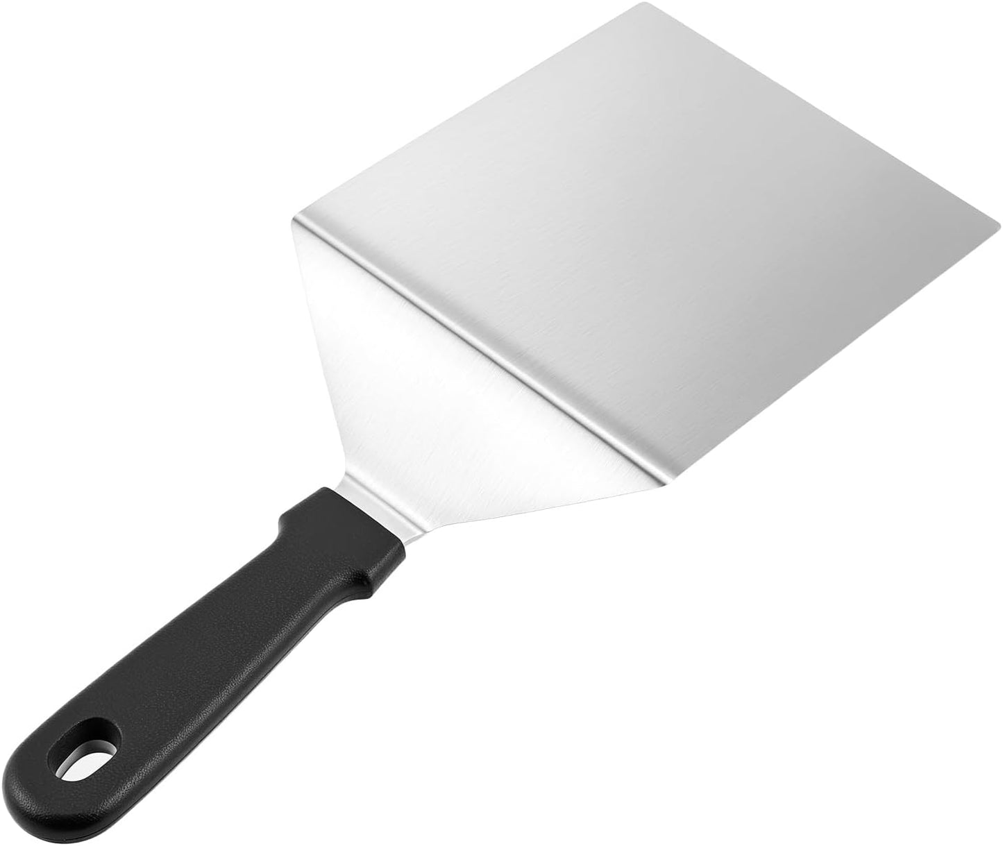 QWORK Stainless Steel Large Grill Spatula with Reinforced Heat-Resistant Handle, 6"x5", Heavy-Duty Metal Spatula, Smashed Burger Turner Scraper