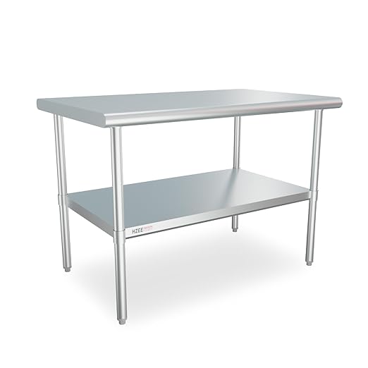 Stainless Steel Table for Prep & Work 30x48, 4ft, Commercial Heavy Duty Table with Undershelf for Restaurant, Home and Hotel Kitchen
