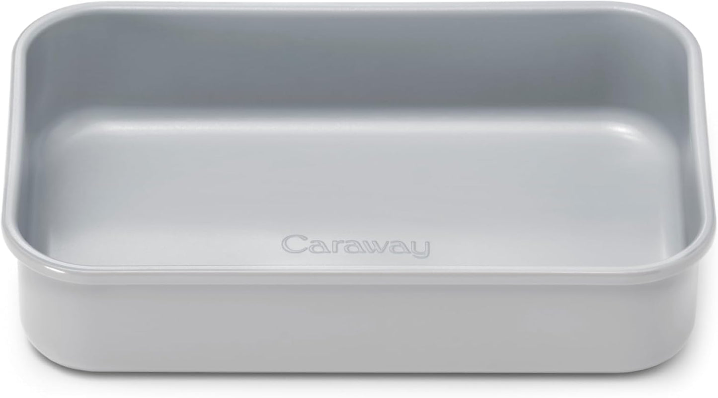 Caraway Nonstick 9” x 6.5” Small Rectangle Baking Pan – Non-Toxic, PTFE & PFOA Free – Aluminized Steel Core – Deep Ceramic Baking Pan for Casseroles, Lasagna & More - Gray