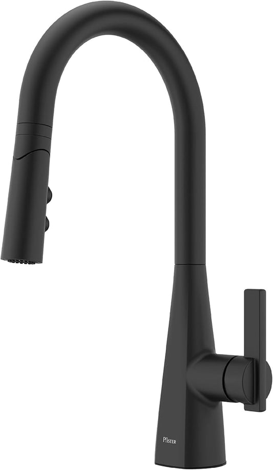 Pfister Exemplar Kitchen Faucet with Pull Down Sprayer, Single Handle, High Arc, NSF Certified, Spot Defense Matte Black Finish, F5297EPSDB