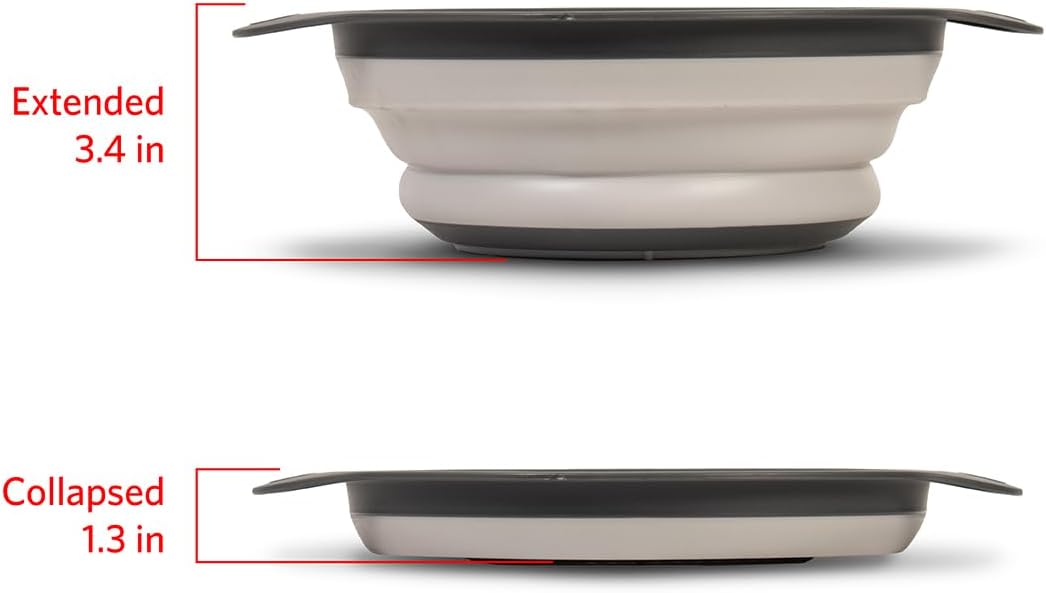 Glad Collapsible Colander Strainer - 2L | Small Pasta Drainer for Kitchen, Vegetables, and Fruit | Round Plastic Foldable Draining Basket for Easy Storage,Grey (Pack of 6)