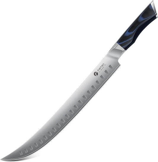 Carving Knife，11.6 Inch Brisket Slicing Knife, Japanese High Carbon Steel Butcher Knives with G10 Handle, Full Tang Ultra Sharp Meat Cleaver for BBQ, Turkey, Roast, Brisket