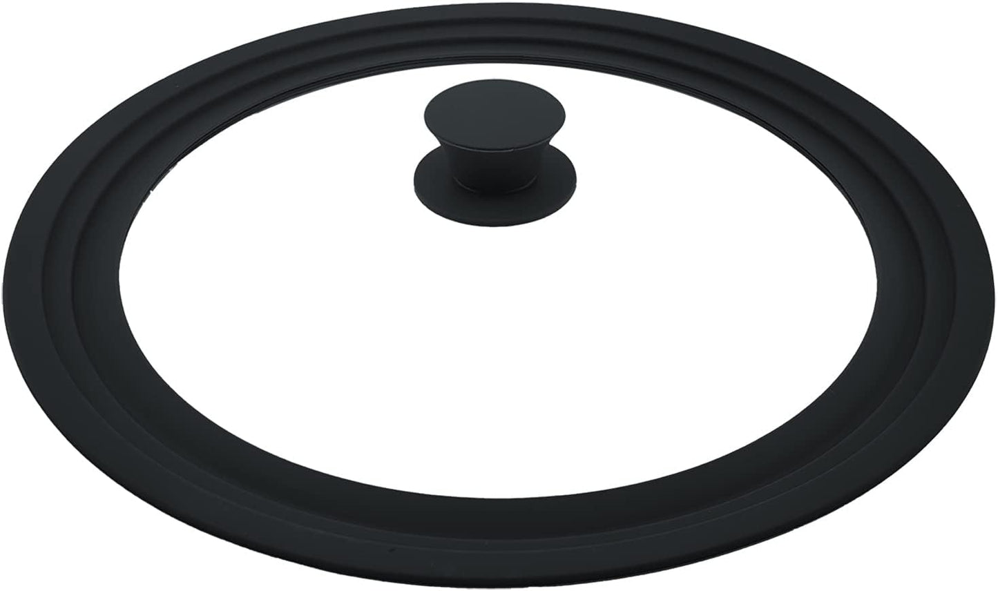 Universal Lid for Pots,Pans And Skillets,HR Huare Technology Tempered Glass with Heat Resistant Silicone Rim,Dishwasher Safe,Fit Cookware 8.5", 9.5”, 10”, Black,1 Pack