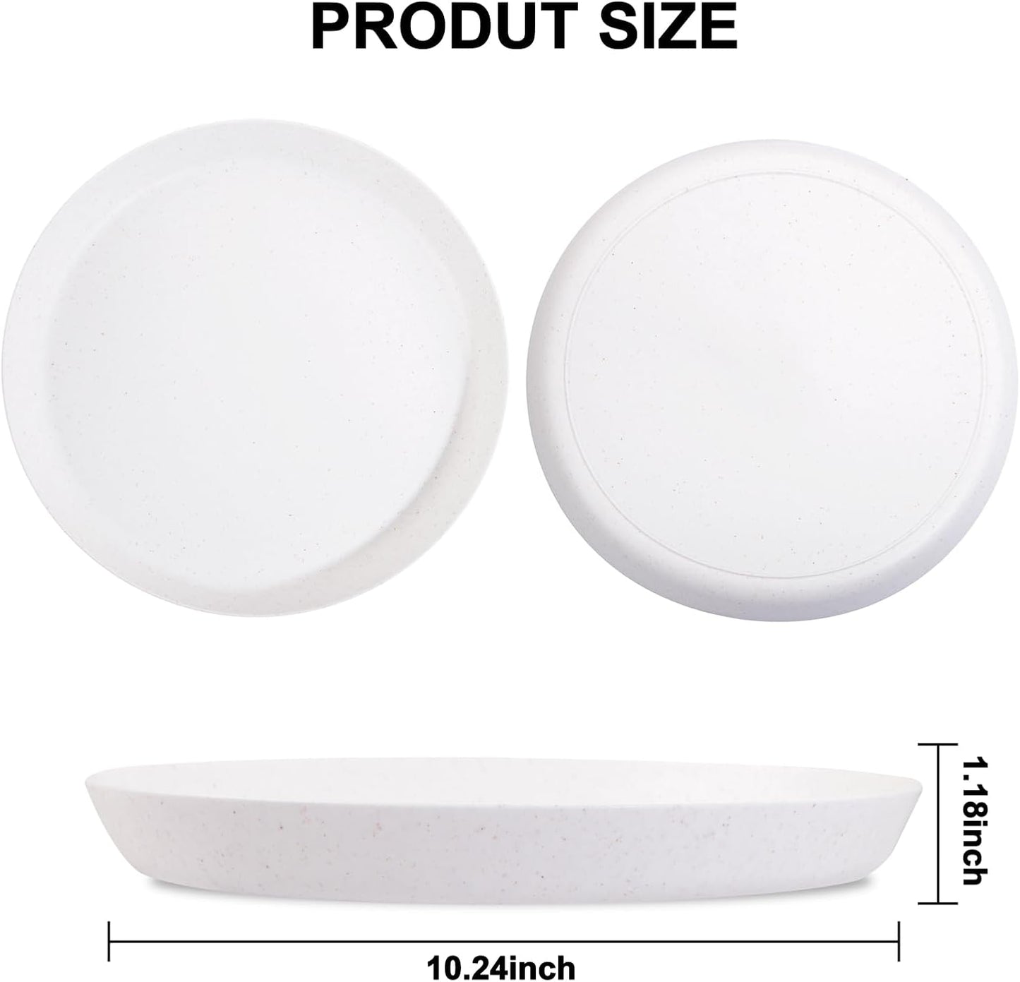 18pcs White Wheat Straw Dinner Plates - Lightweight, Unbreakable, Premium Reusable Plates for Family Dinner, School, Picnic