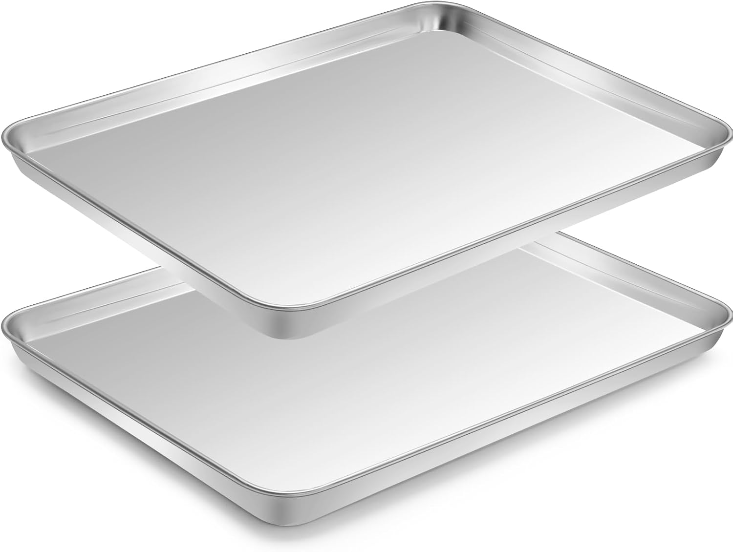 CEKEE Stainless Steel Baking Sheet Set of 4, Large Baking Pan & Cookie Sheet & Baking Tray for Oven, Half Sheet Pan, Size 18 x 13 x 1 inch, Heavy Duty & Mirror Finish & Easy Clean - Thumbnail 4