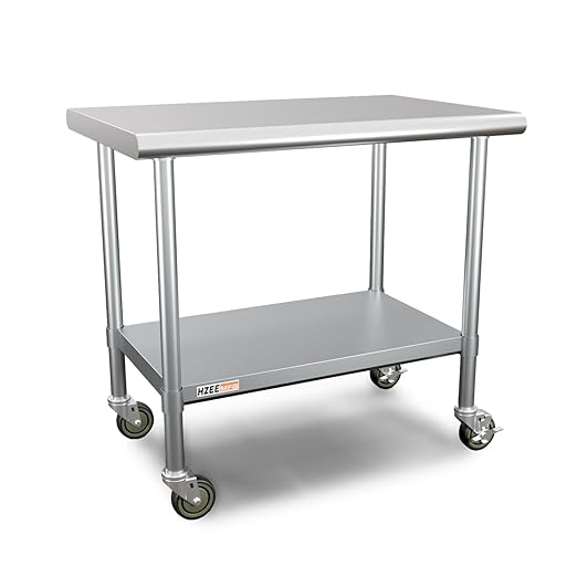 Stainless Steel Table for Prep & Work 24x36 with Casters, 3ft Commercial Heavy Duty Table with Wheels for Restaurant,Home, Hotel, Laundry Room,Garage,Workshops