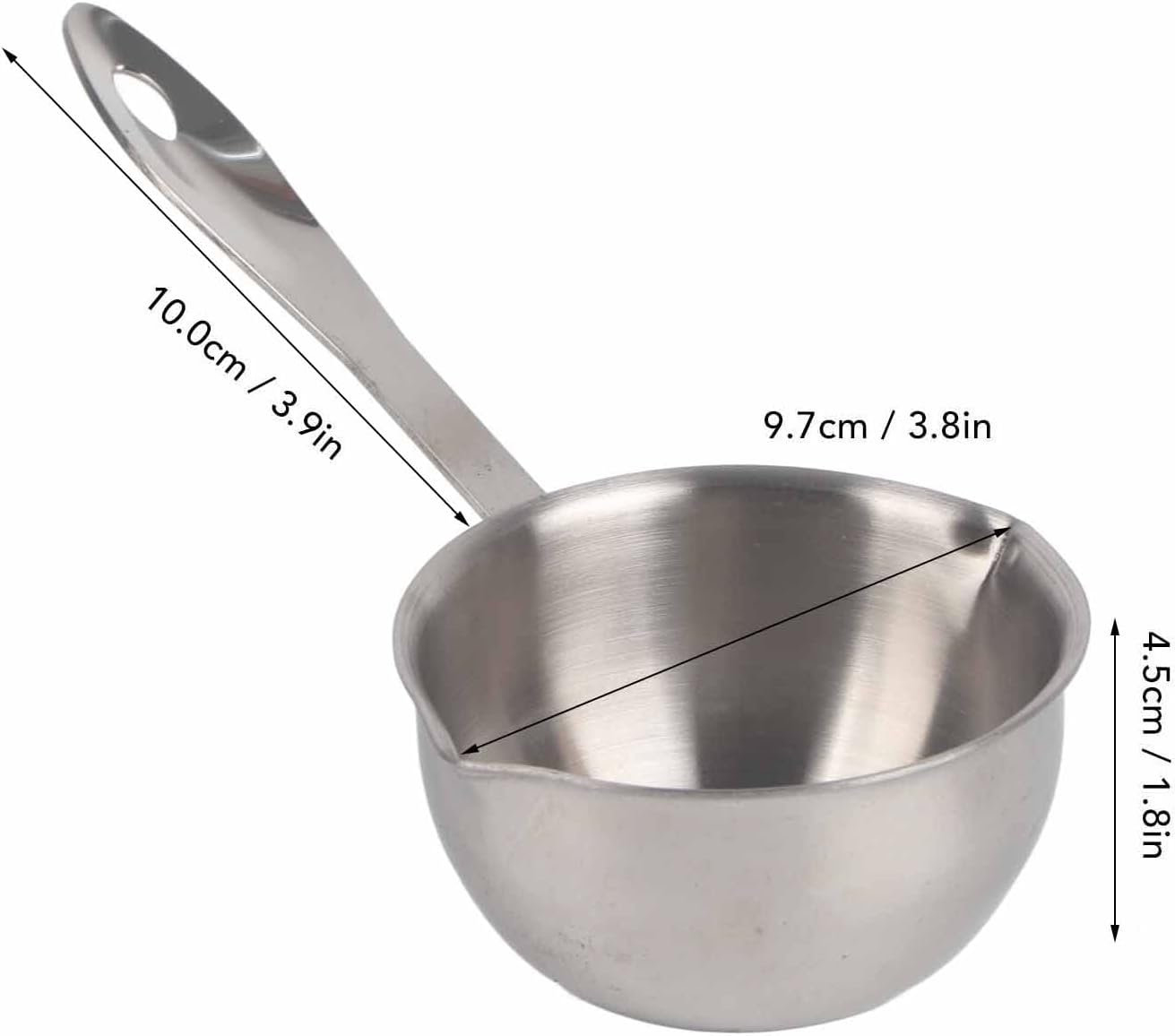 Stainless Steel Butter Warmer, Mini Butter Melting Pot with Dual Pour Spout Small Saucepan Milk Pan for Coffee Smaller Liquid Portions (150ML)