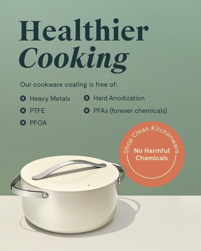 Caraway Nonstick Ceramic Dutch Oven Pot with Lid (6.5 qt, 10.5") - Non Toxic, PTFE & PFOA Free - Oven Safe & Compatible with All Stovetops (Gas, Electric & Induction) - Sage