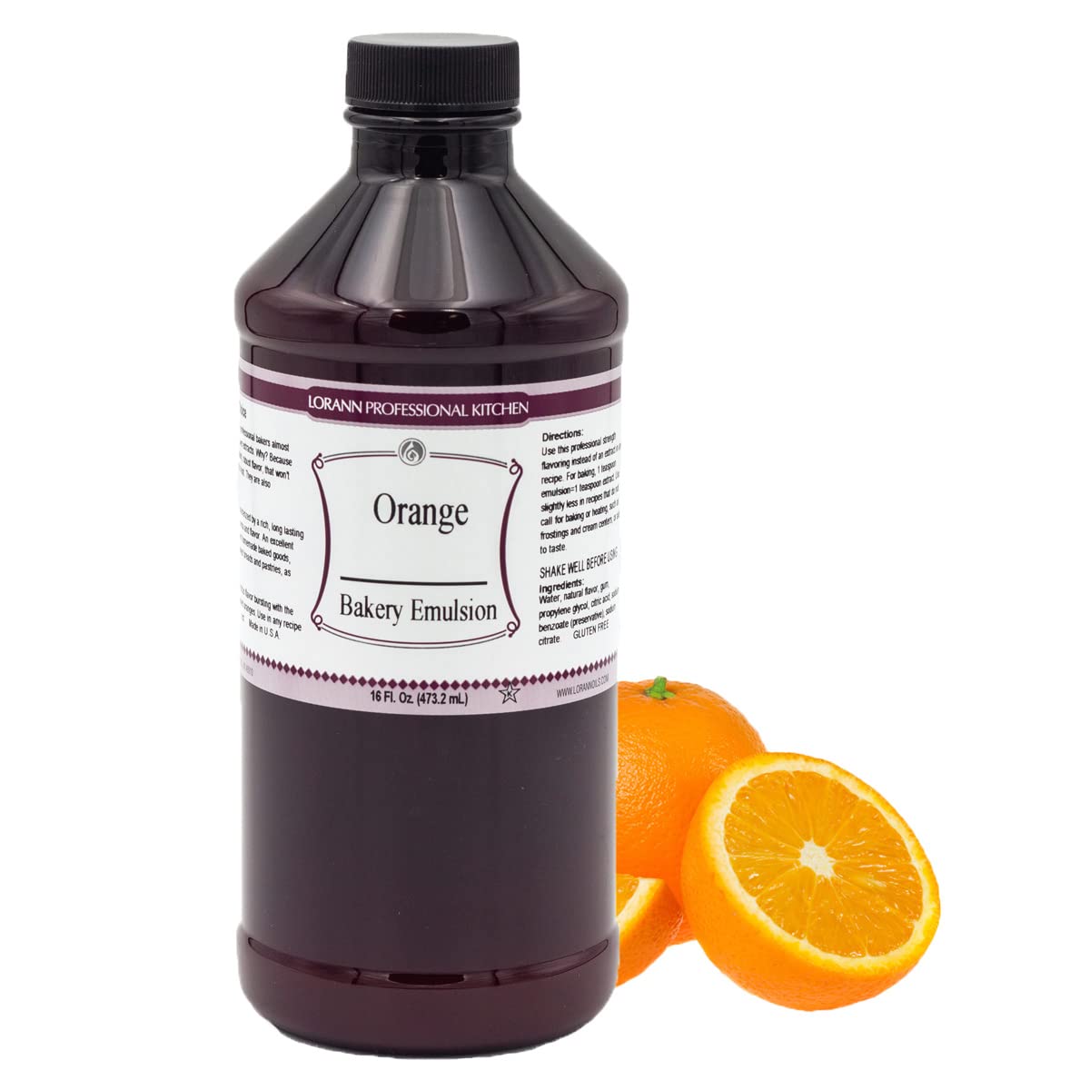 LorAnn Oils Orange Bakery Emulsion: True Essence, Ideal for Boosting Fruit Tones in Cakes, Cookies & Desserts, Gluten-Free, Keto-Friendly, Extract Substitute Essential for Your Kitchen, 16 Oz