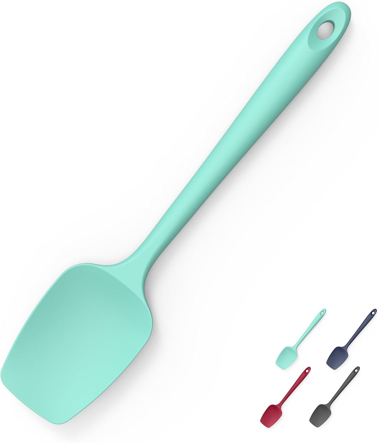 Heat Resistant Silicone Spoon Spatula, Doosu 600°F High Temp Flexible Cooking Spoons Kitchen Rubber Spoonula Scratch-Proof for Mixing Stirring Scraping Serving Non-Stick Cookware (11.4in, Aqua Sky)