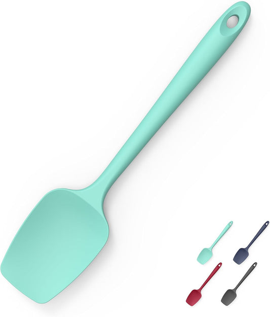 Heat Resistant Silicone Spoon Spatula, Doosu 600°F High Temp Flexible Cooking Spoons Kitchen Rubber Spoonula Scratch-Proof for Mixing Stirring Scraping Serving Non-Stick Cookware (11.4in, Aqua Sky)
