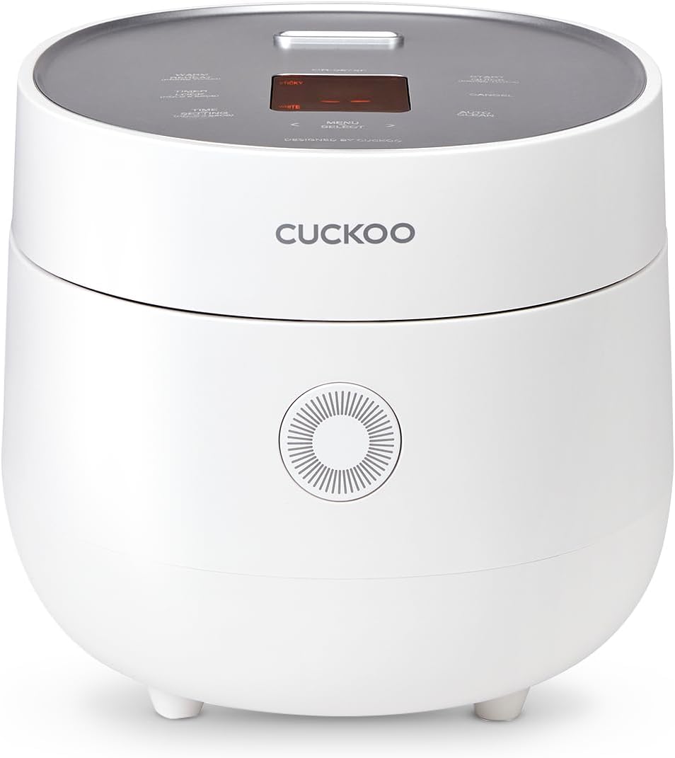 CUCKOO Rice Cooker 3 Cup Uncooked / 6 Cup Cooked, Modern Fuzzy Logic Rice Cooker Small with Delay Timer & Keep Warm Setting, Versatile Food Steamer for Cooking, Non-Stick Inner Pot, White (CR-0375FW)