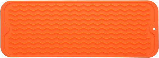 Silicone Dish Drying Mat for Multiple Usage,Easy clean,Eco-friendly,Heat-resistant Silicone Mat for Kitchen Counter,Sink,Bar,Bottle,or Cup Orange M 17 inches x 6 inches