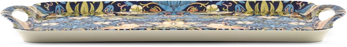 Pimpernel Morris & Co Strawberry Thief Blue Tray with Handles - Decorative Melamine Serving Tray for Afternoon Tea, Coffee Table Display, Garden Party Entertaining, Charcuterie Board, Gifting