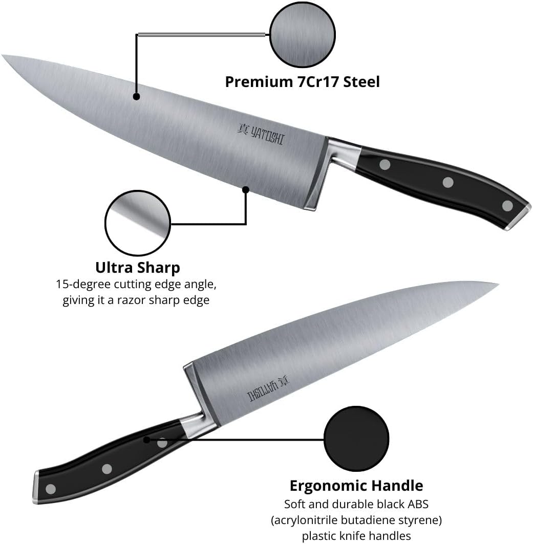 Yatoshi Black Chef Knife - Ultra Sharp High Carbon Stainless Steel