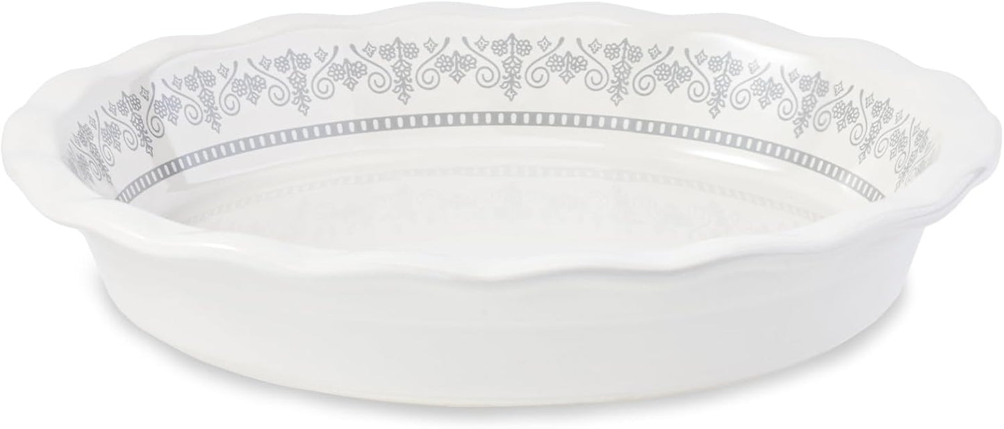 Ceramic Pie Pans for Baking, 9 Inch Porcelain Pie Pan Pie Dish, Round Pie Plate for Apple Pie, Quiche, Pot Pies, Tart（White）