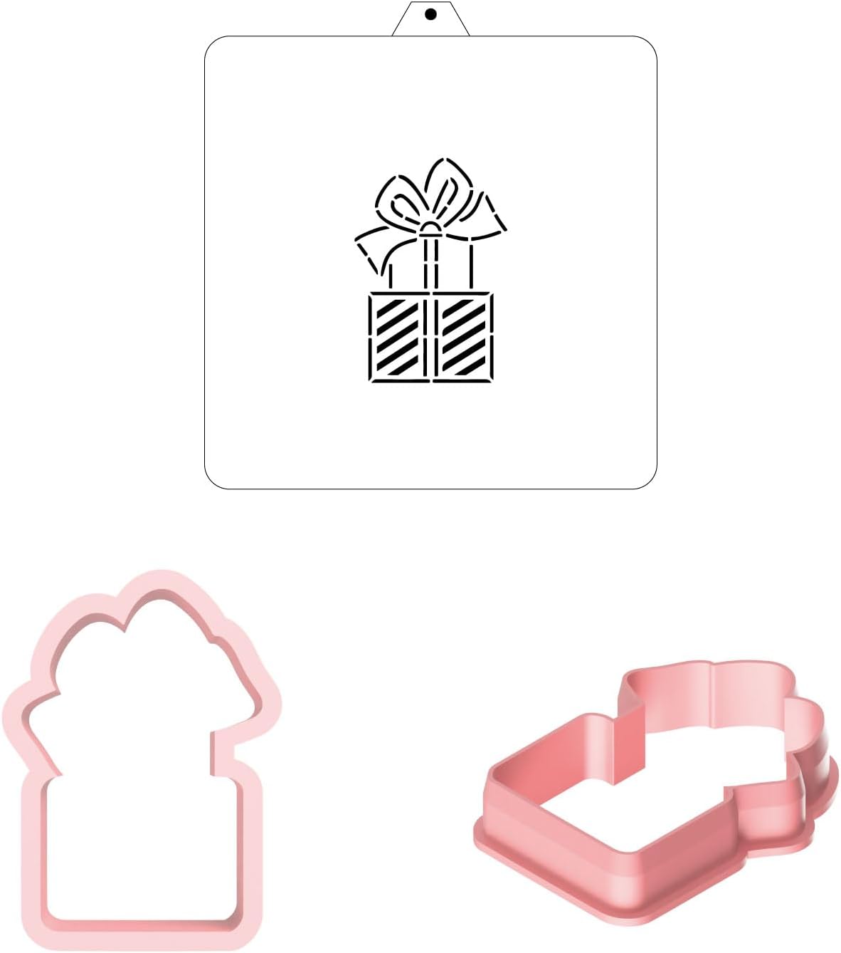 Stacked Present Cookie cutter and stencil set Baking stencils and cutters bundle DIY bakery decorating kit Cookie cutter with stencils Icing stencil and cookie cutter combo (Stacked Present)