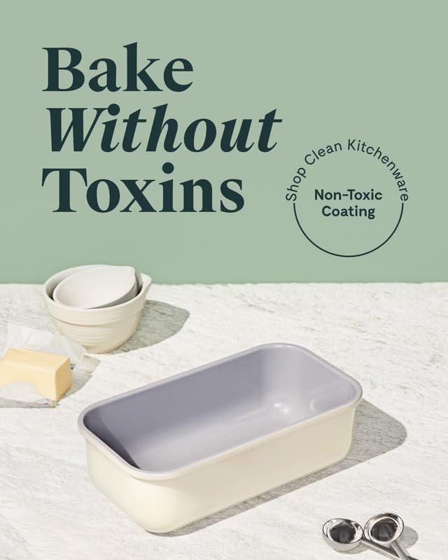 Caraway Non-Stick Ceramic 1 lb Loaf Pan - Naturally Slick Ceramic Coating - Non-Toxic, PTFE & PFOA Free - Perfect for Pound Cakes, Breads, & More - Black