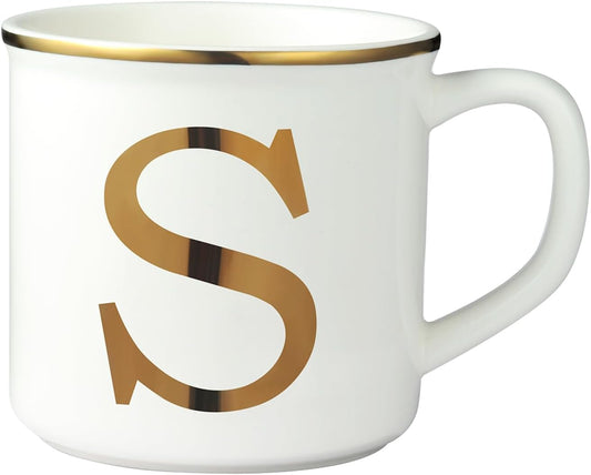Miicol Ceramic Coffee Mug 16 oz, Monogram Coffee Cup, Golden Initial Tea Mug, Personalized Tea Cup, Unique Gift, Large Mug for Home, Office, Letter S