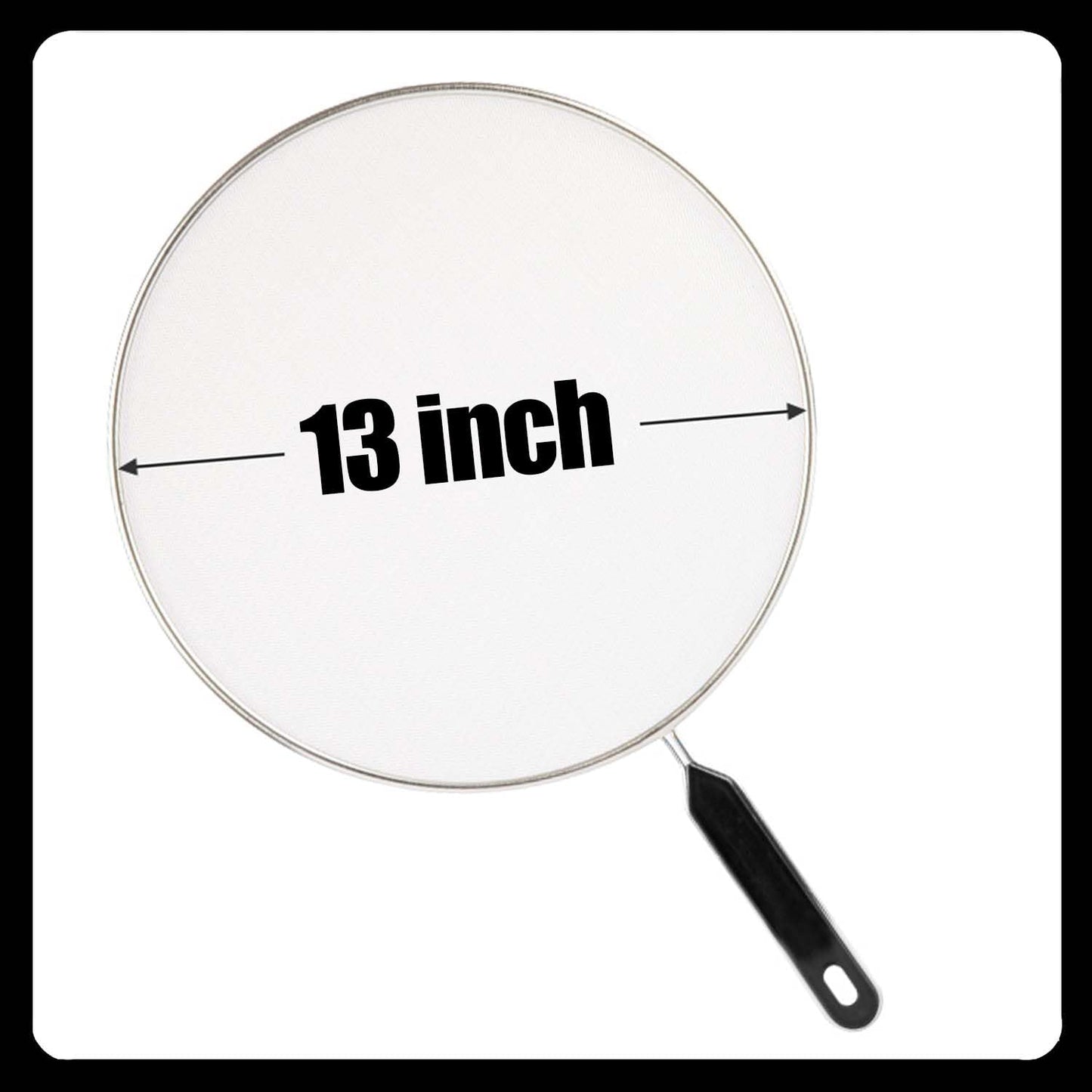 Splatter Screen for Frying Pan, Grease Splatter Guard, Stainless Steel Splatter Guards for Frying with Long Handle, Kitchen Oil Splash Guard Cooking Shield, Fine Mesh Strainer (Black, 13 inch)