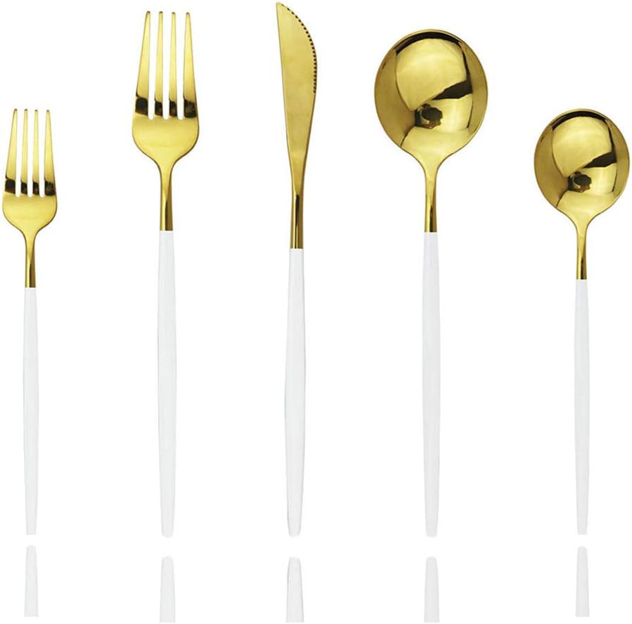 JASHII 30-Piece Stainless Steel Satin Finish Flatware Set, Mirror Polished Tableware Cutlery for Home and Restaurant, Dishwasher Safe