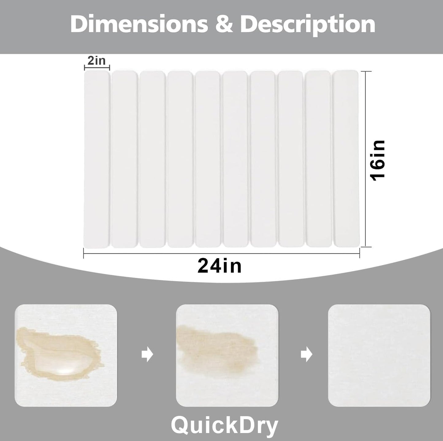 Stone Dish Drying Mats for Kitchen Counter,24×16 IN,Foldable Dish Drying Mat,Equipped Dish Rack，Strong Water Absorption，Diatomaceous Earth Material，Suitable for Plates,Cups and Any Kitchen Utensils